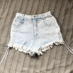 Filippo TOTTI Frayed Shorts with Side Lace Up Tie